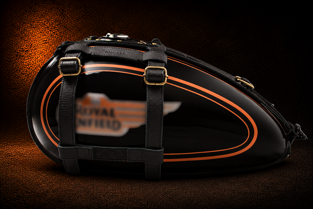 Genuine Leather Motorcycle Fuel Tank Straps Adjustable Compatible with New Classic /New Bullet 350 All Models