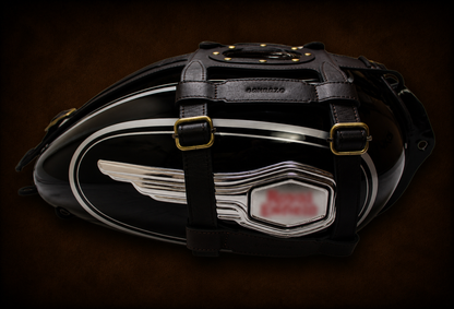 Genuine Leather Motorcycle Fuel Tank Straps Adjustable Compatible with Old Classic /Old Bullet 350 All Models