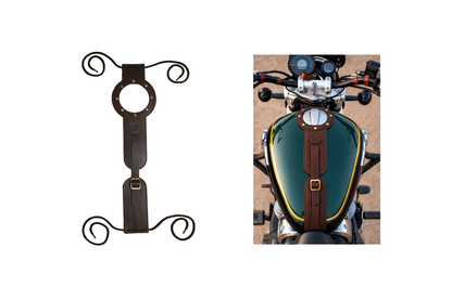 Genuine Leather Motorcycle Tank Strap Compatible with Royal Enfield Super Meteor 650