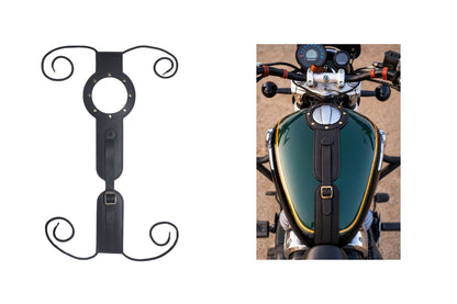 Genuine Leather Motorcycle Tank Strap Compatible with Royal Enfield Super Meteor 650