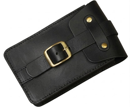 Genuine Leather Motorcycle Tank Strap Pouch For Universal Motorcycle (Only Pouch, Black & Brown)