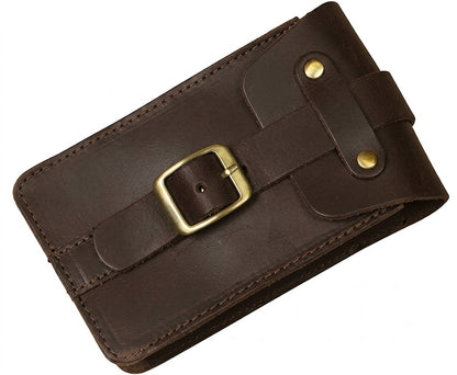 Genuine Leather Motorcycle Tank Strap Pouch For Universal Motorcycle (Only Pouch, Black & Brown)