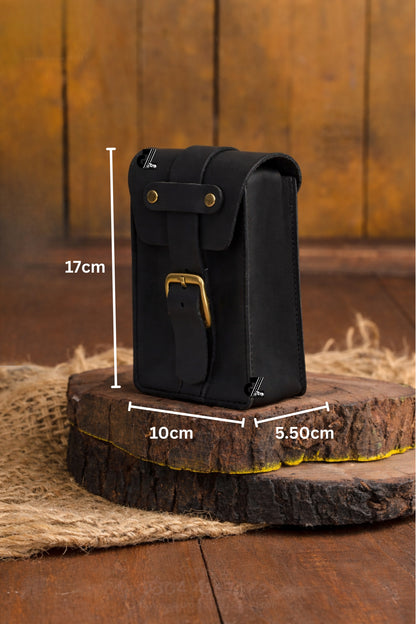 Genuine Leather Motorcycle Tank Strap Pouch For Universal Motorcycle (Only Pouch, Black & Brown)