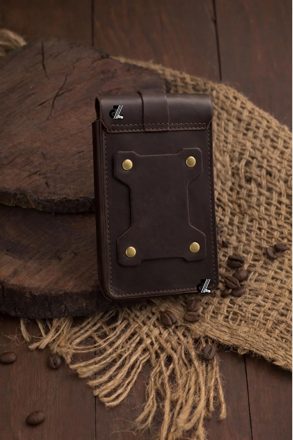 Genuine Leather Motorcycle Tank Strap with Pouch Compatible with Royal Enfield Interceptor & Bear 650
