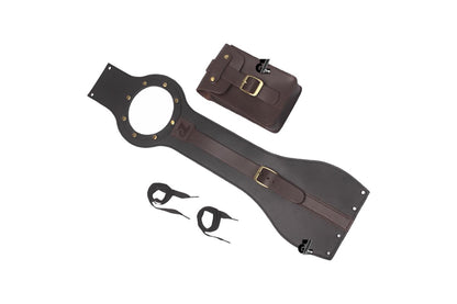 Genuine Leather Motorcycle Tank Strap with Pouch Compatible with Royal Enfield Interceptor & Bear 650