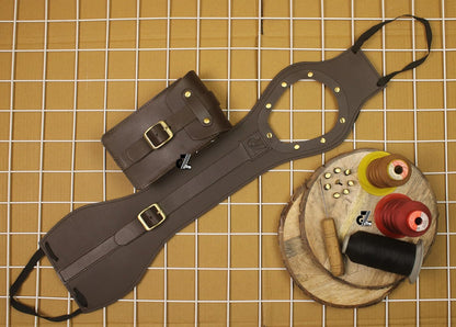 Genuine Leather Motorcycle Tank Strap with Pouch Compatible with Honda Hness CB350