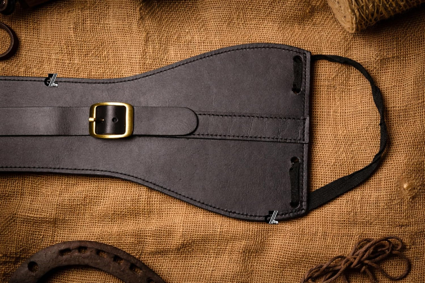 Genuine Leather Motorcycle Tank Strap with Pouch Compatible with Jawa FJ