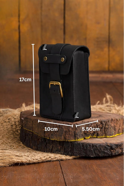 Genuine Leather Motorcycle Tank Strap with Pouch Compatible with Jawa FJ