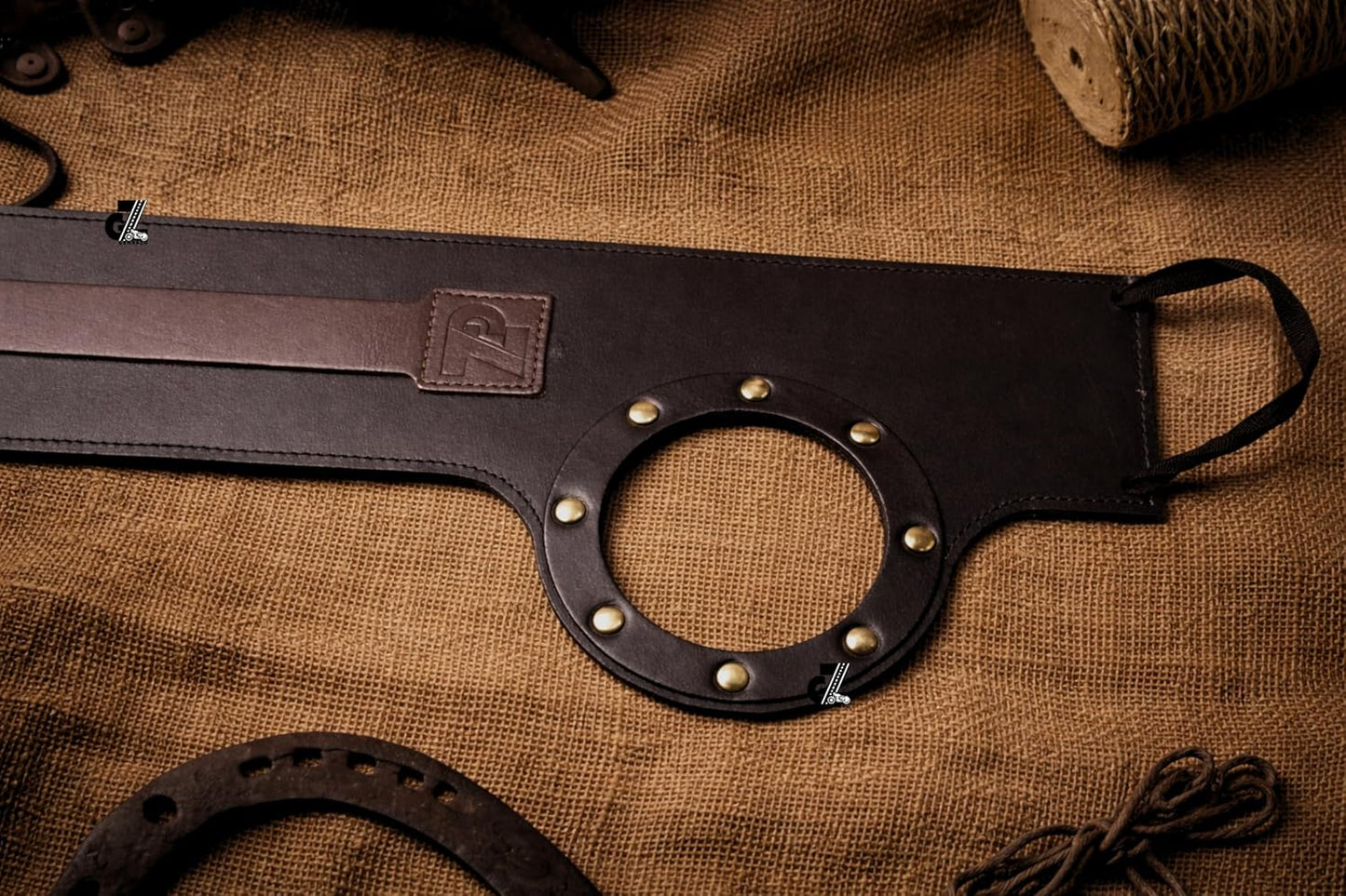 Genuine Leather Motorcycle Tank Strap with Pouch Compatible with Jawa FJ