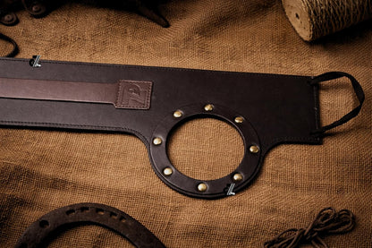 Genuine Leather Motorcycle Tank Strap with Pouch Compatible with Jawa FJ