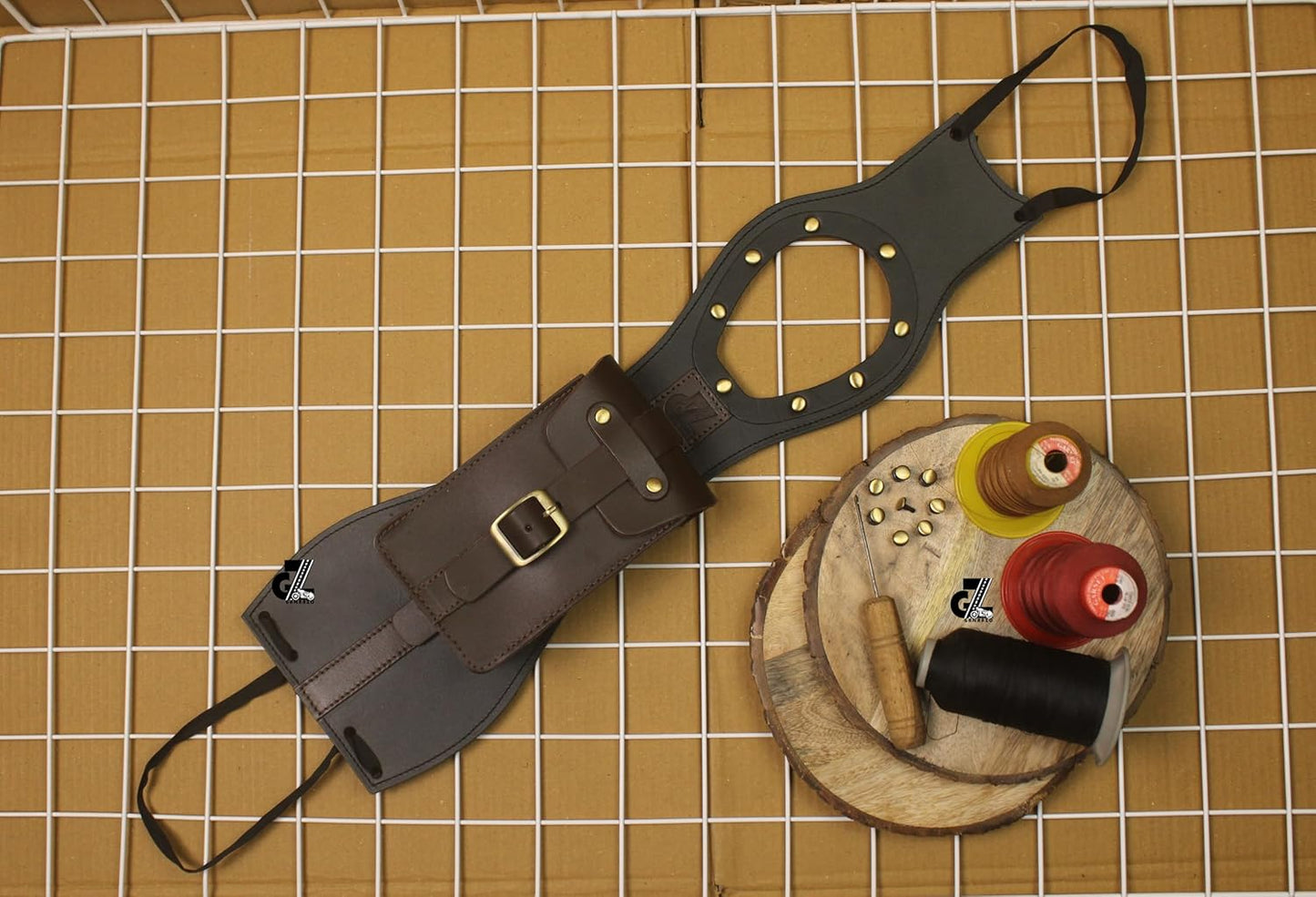 Genuine Leather Motorcycle Tank Strap with Pouch Compatible with Royal Enfield Hunter 350
