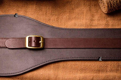 Genuine Leather Motorcycle Tank Strap with Pouch Compatible with Royal Enfield Meteor 350