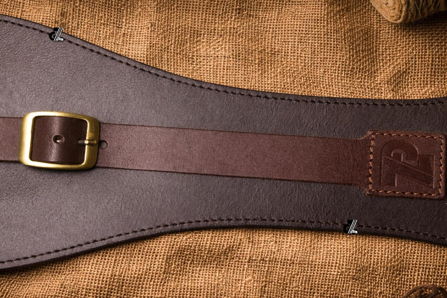 Genuine Leather Motorcycle Tank Strap with Pouch Compatible with Royal Enfield Hunter 350