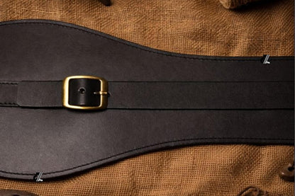 Genuine Leather Motorcycle Tank Strap with Pouch Compatible with Royal Enfield Hunter 350
