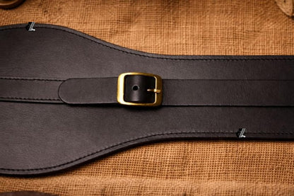 Genuine Leather Motorcycle Tank Strap with Pouch Compatible with Royal Enfield Meteor 350