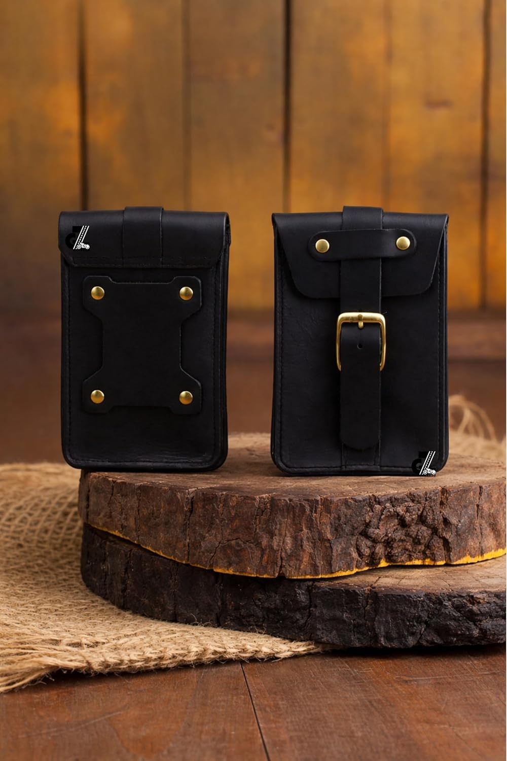 Genuine Leather Motorcycle Tank Strap with Pouch Compatible with Royal Enfield Meteor 350
