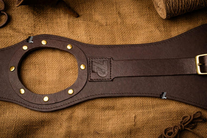 Genuine Leather Motorcycle Tank Strap with Pouch Compatible with Royal Enfield Old Classic 350/500