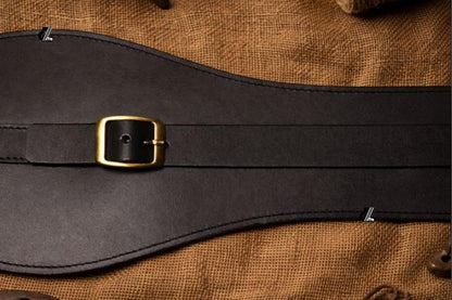 Genuine Leather Motorcycle Tank Strap with Pouch Compatible with Royal Enfield Old Classic 350/500