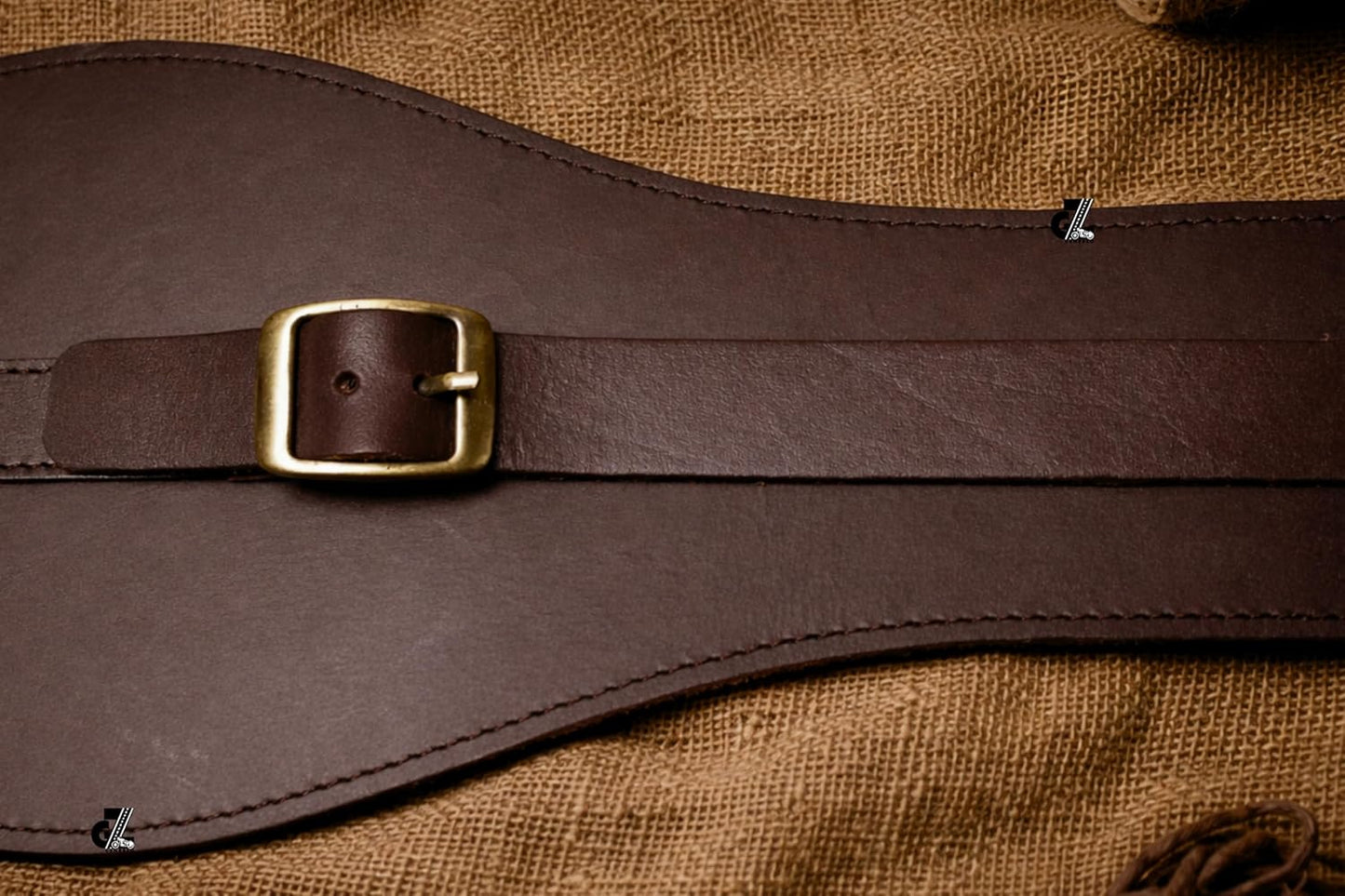Genuine Leather Motorcycle Tank Strap with Pouch Compatible with Royal Enfield Old Classic 350/500