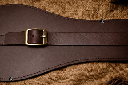 Genuine Leather Motorcycle Tank Strap with Pouch Compatible with Royal Enfield Old Classic 350/500