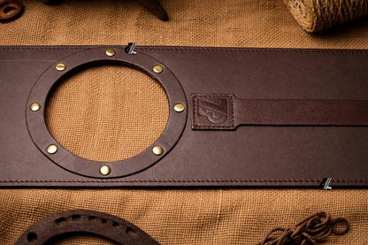 Genuine Leather Motorcycle Tank Strap with Pouch Compatible with Royal Enfield Shotgun 650