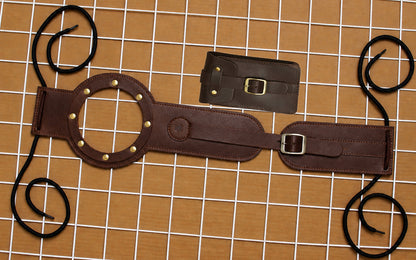 Genuine Leather Motorcycle Tank Strap with Pouch Compatible with Royal Enfield Super Meteor 650
