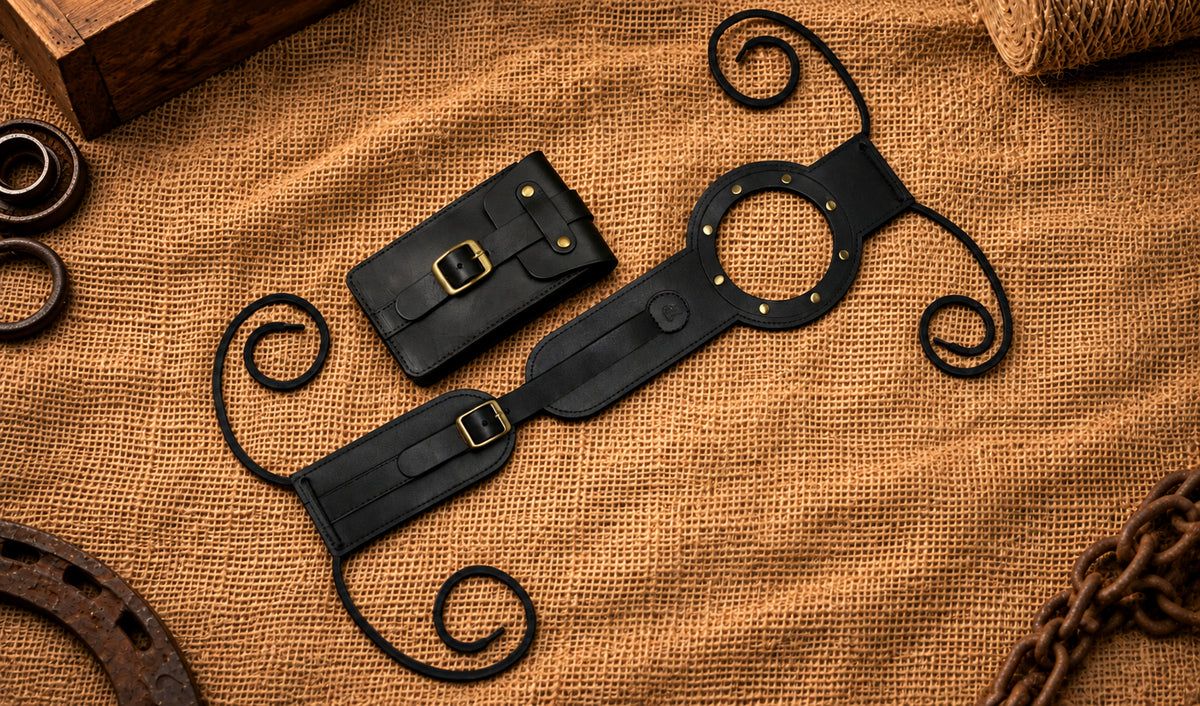 Genuine Leather Motorcycle Tank Strap with Pouch Compatible with Royal Enfield Super Meteor 650