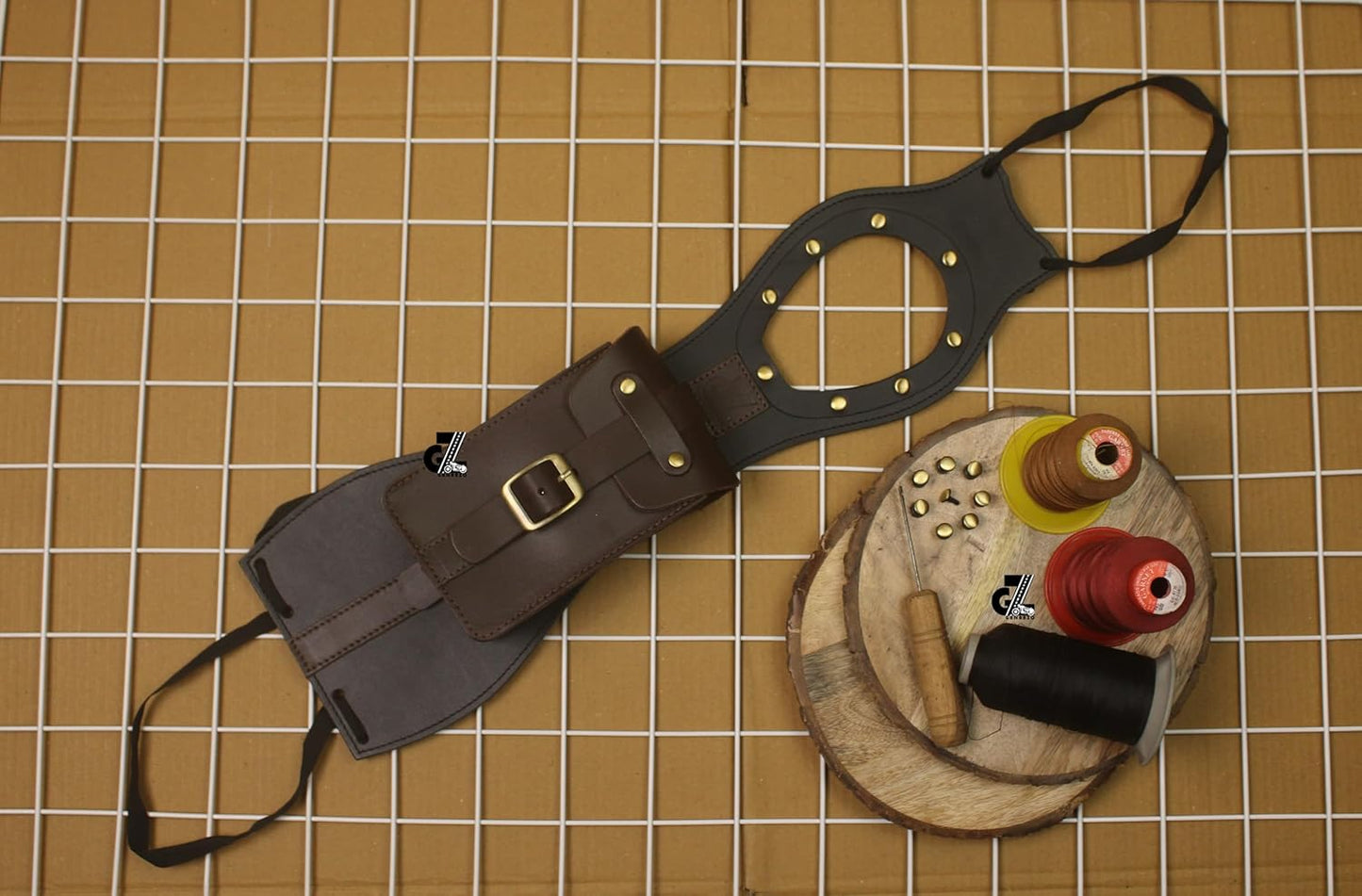 Genuine Leather Motorcycle Tank Strap with Pouch Compatible with Royal Enfield New Bullet/New Classic/ Goan Classic 350
