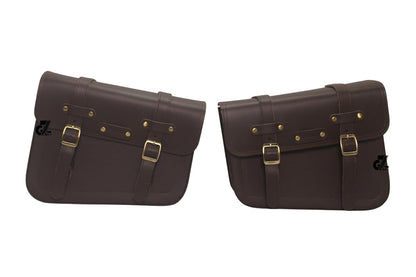 Genuine Leather Saddle Pannier Bag Right & Left Side Compatible with Interceptor & Continental Gt 650 (Brown)