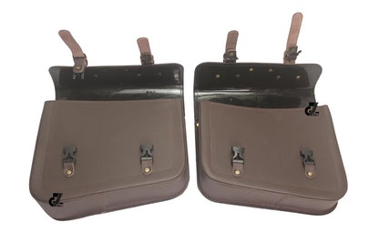Genuine Leather Saddle Pannier Bag Right & Left Side Compatible with Interceptor & Continental Gt 650 (Brown)