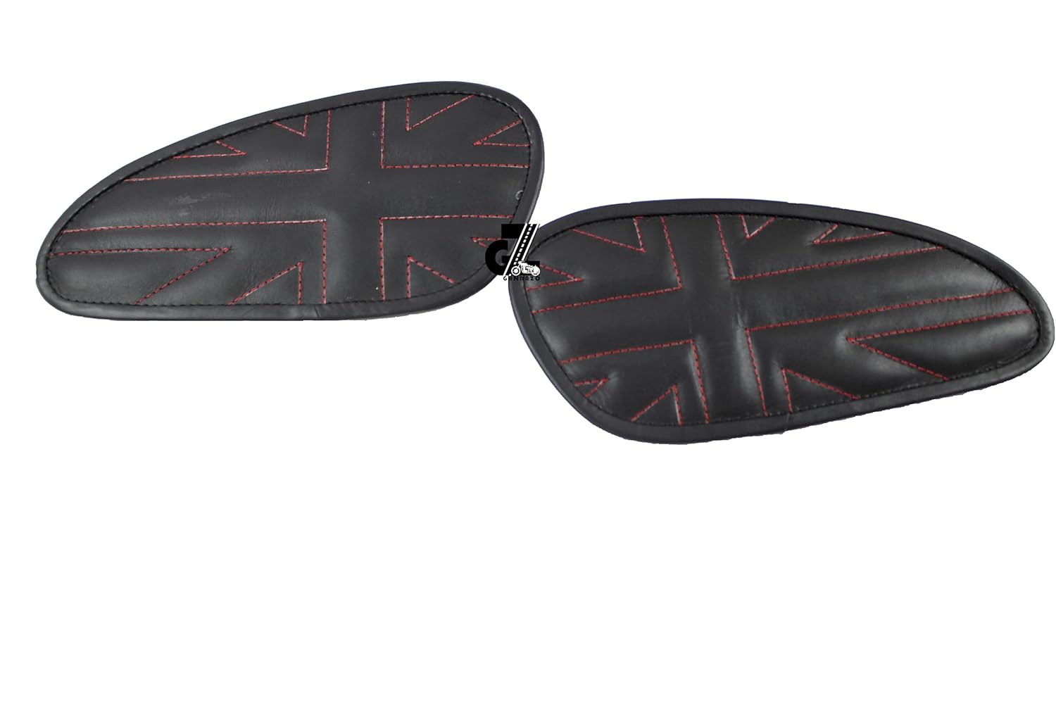 Genuine Leather Union Jack Black Tank Pad with Red Thread Compatible with Royal Enfield Bear 650