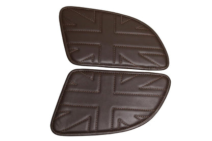 Genuine Leather Union Jack Brown Tank Pads For Royal Enfield Continental GT 650