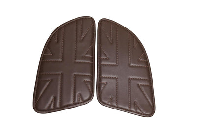 Genuine Leather Union Jack Brown Tank Pads For Royal Enfield Continental GT 650
