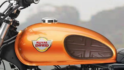 Genuine Leather Union Jack Brown Tank Pads For Royal Enfield Interceptor 650