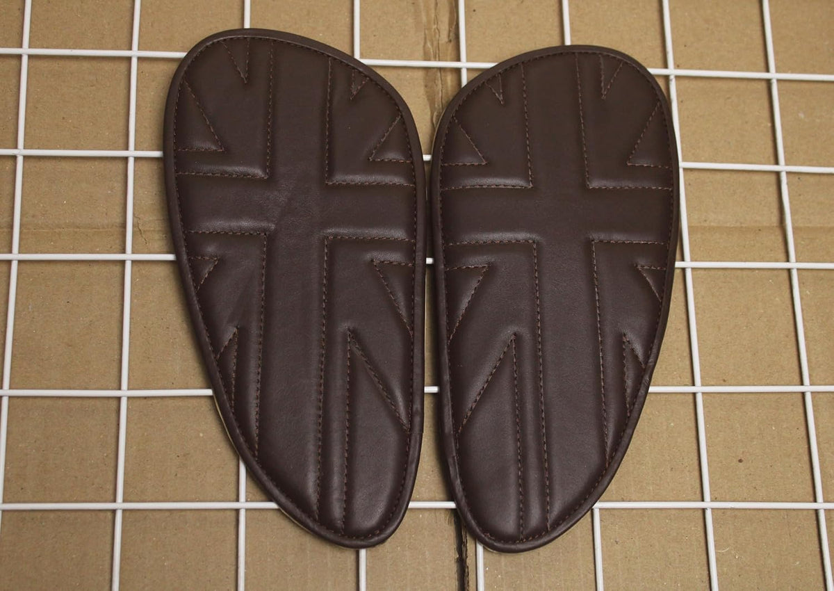 Genuine Leather Union Jack Brown Tank Pads For Royal Enfield Interceptor 650