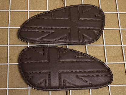 Genuine Leather Union Jack Brown Tank Pads For Royal Enfield Interceptor 650