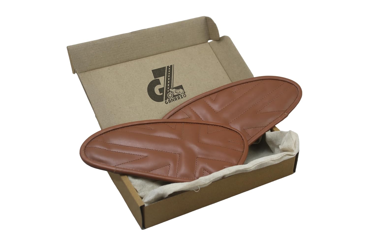 Genuine Leather Union Jack Tan Tank Pad with Tan Thread Compatible with Royal Enfield Bear 650