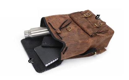 Genuine Leather Vintage Backpack Large Capacity Travel Bag /Professional Use (Brown)