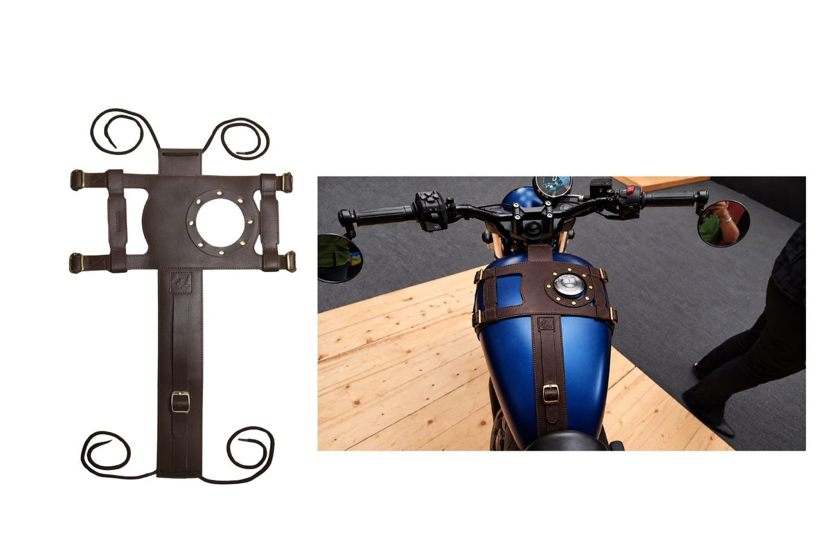 Genuine Leather Motorcycle Fuel Tank Straps Adjustable Compatible with Java All Stars 42 FJ All Models