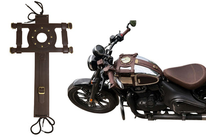 Genuine Leather Motorcycle Fuel Tank Straps Adjustable Compatible with Java Bobber 42 All Models