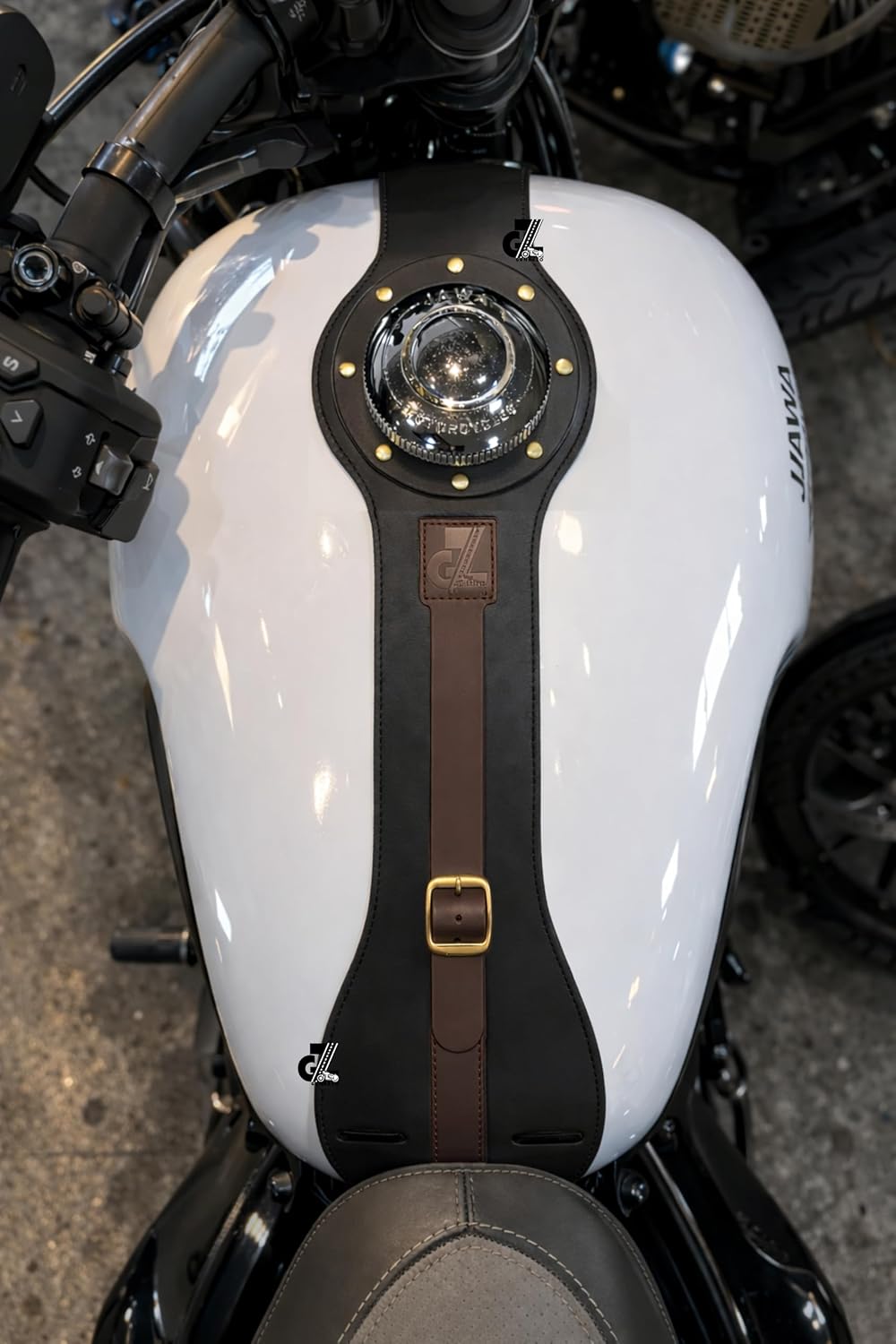 Genuine Leather Motorcycle Tank Strap For Jawa 42 Bobber