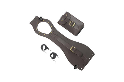 Genuine Leather Motorcycle Tank Strap with Pouch Compatible with Royal Enfield Meteor 350