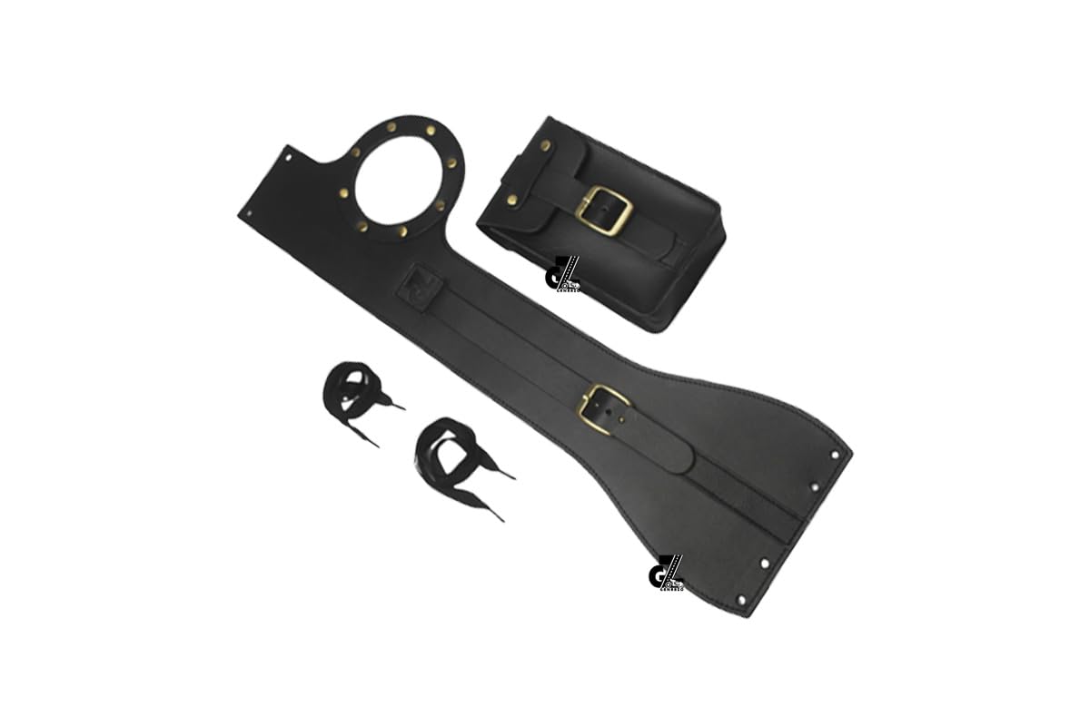 Genuine Leather Motorcycle Tank Strap with Pouch Compatible with Jawa FJ