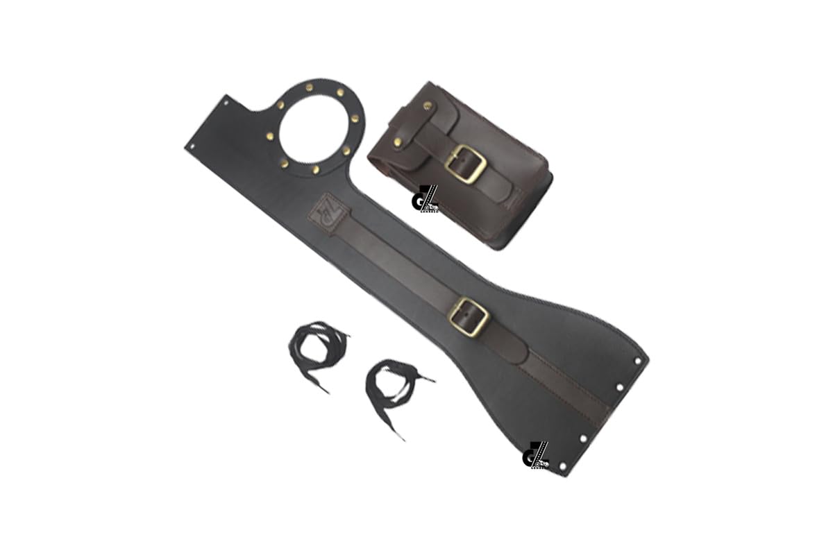 Genuine Leather Motorcycle Tank Strap with Pouch Compatible with Jawa FJ