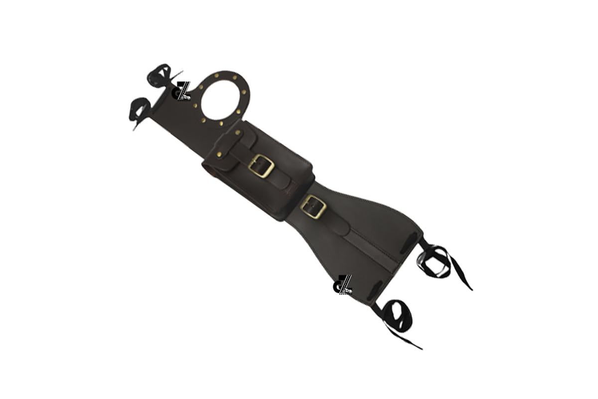 Genuine Leather Motorcycle Tank Strap with Pouch Compatible with Jawa FJ