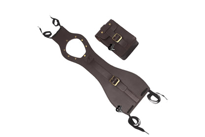 Genuine Leather Motorcycle Tank Strap with Pouch Compatible with Royal Enfield Hunter 350