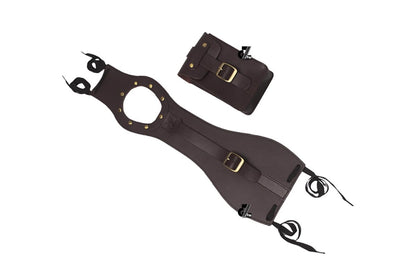 Genuine Leather Motorcycle Tank Strap with Pouch Compatible with Royal Enfield Old Classic 350/500