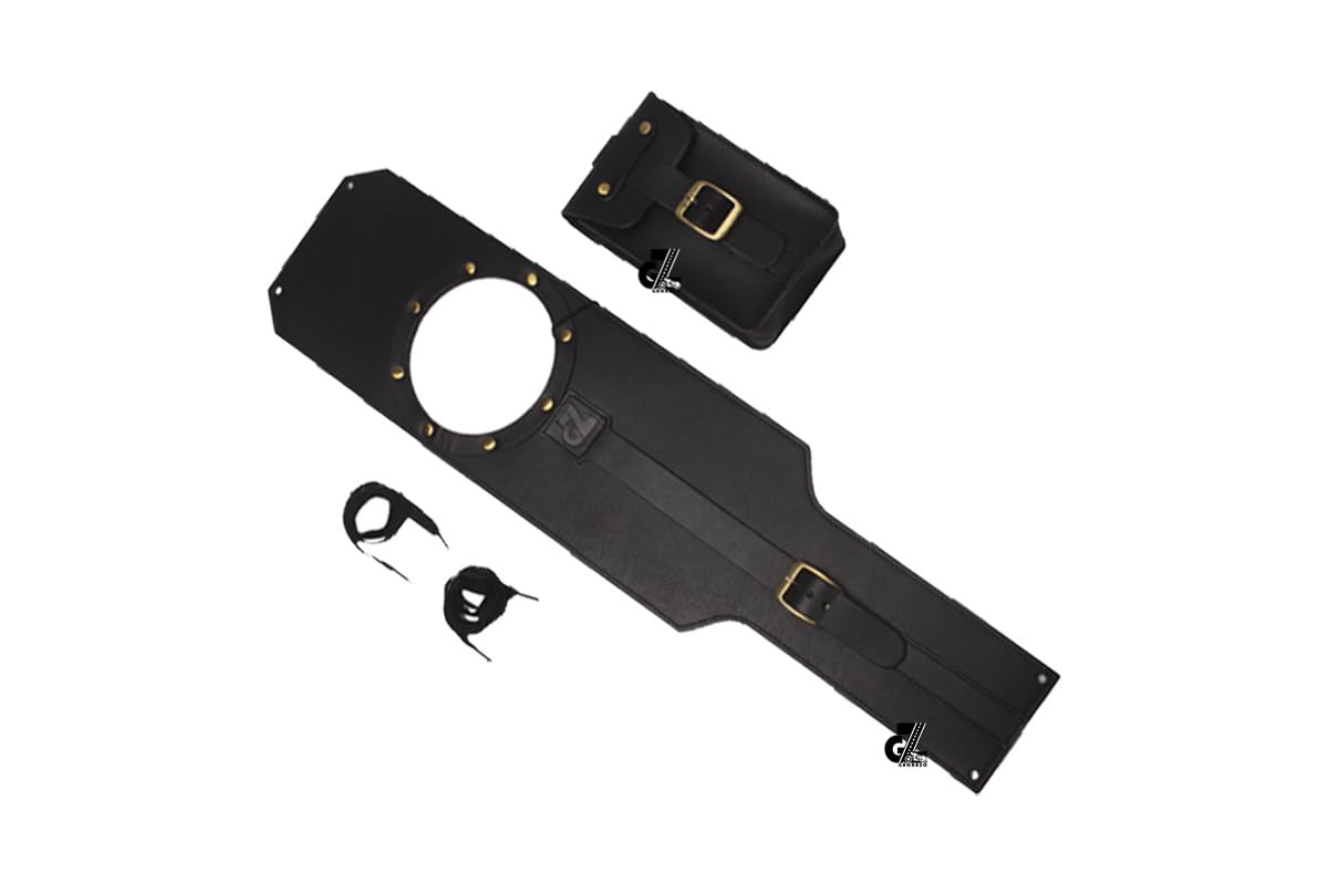 Genuine Leather Motorcycle Tank Strap with Pouch Compatible with Royal Enfield Shotgun 650