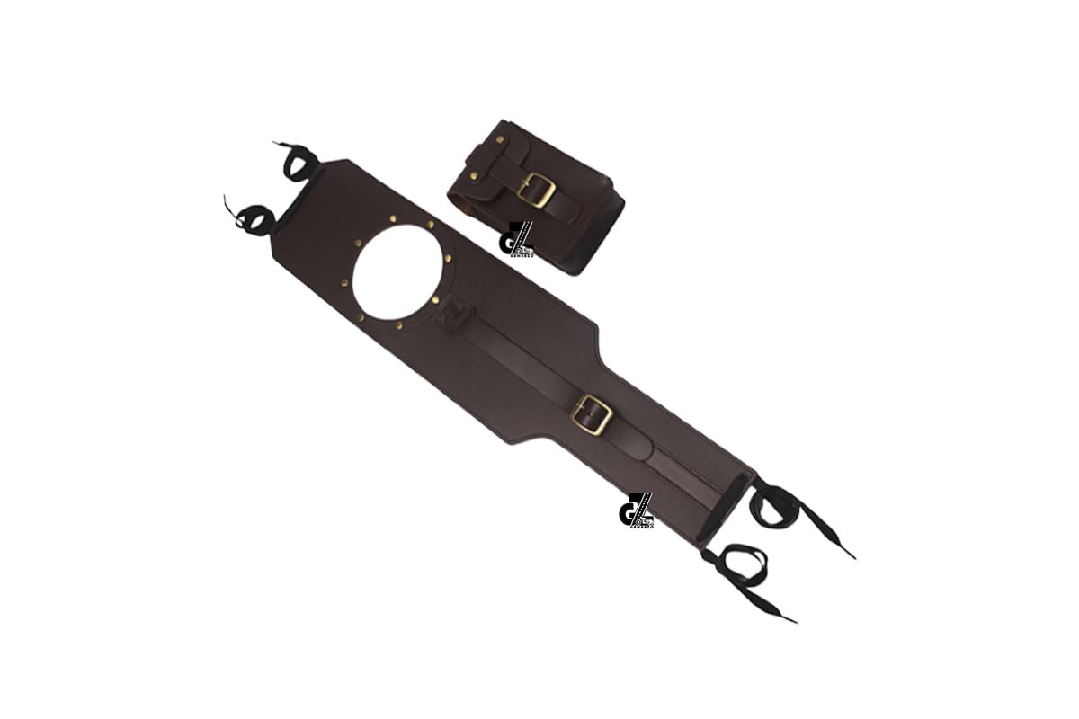 Genuine Leather Motorcycle Tank Strap with Pouch Compatible with Royal Enfield Shotgun 650