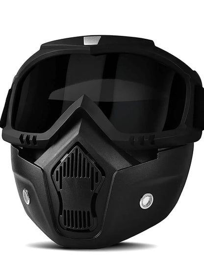 Goggle Mask Anti Scratch UV Protective Open Face & Eyewear Windproof Dirt Shield Adjustable Strap Soft Foam Padded Detachable for Cycling Bike Off Road Racing Riding Unisex Black